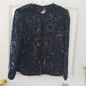 Adrianna Papell beaded silk evening jacket